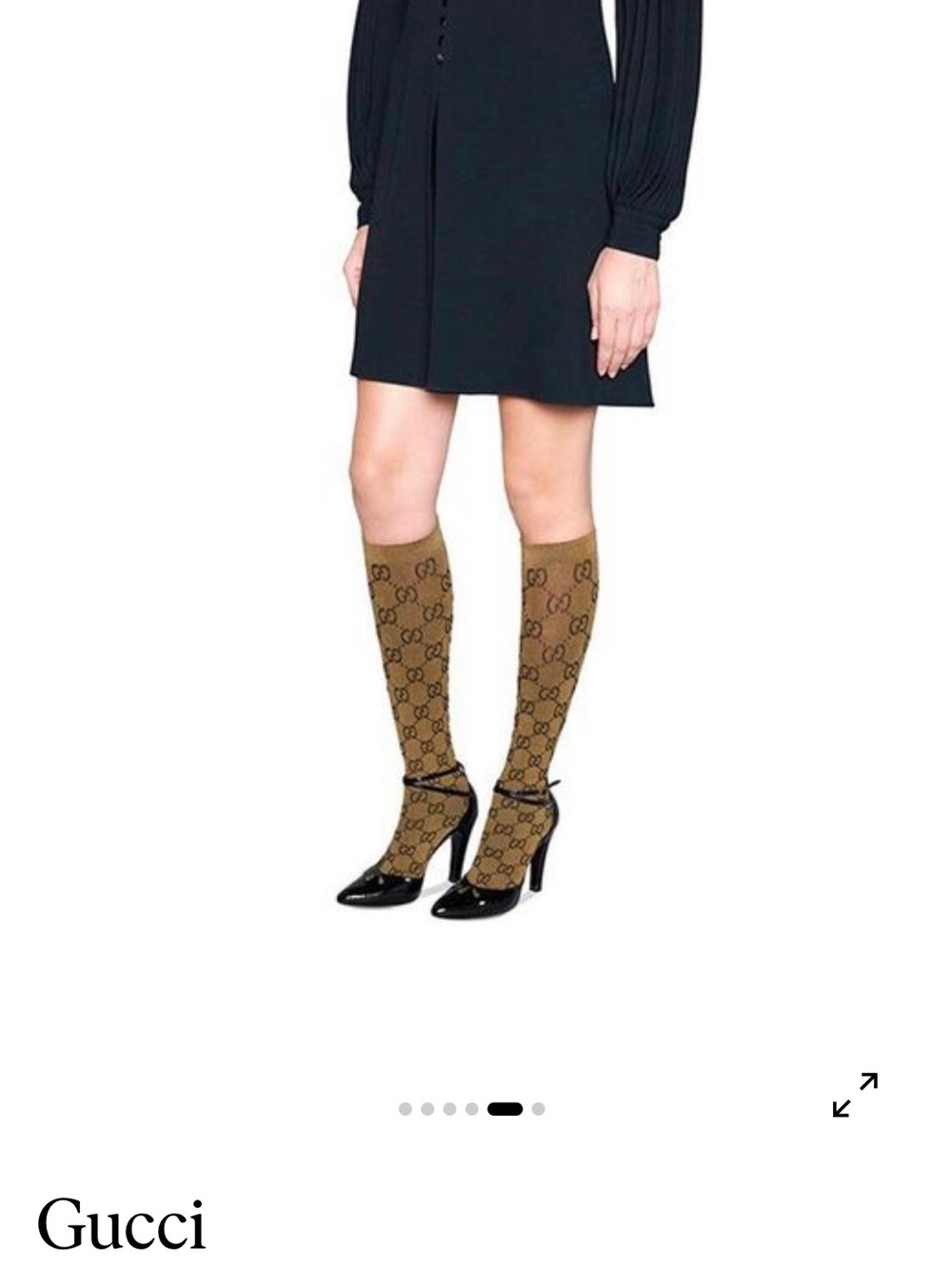 Gucci glittery grey Canvas Knee-High Logo Socks